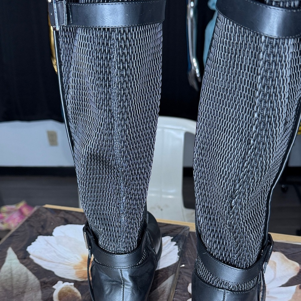 Black and Gray Riding Boots
